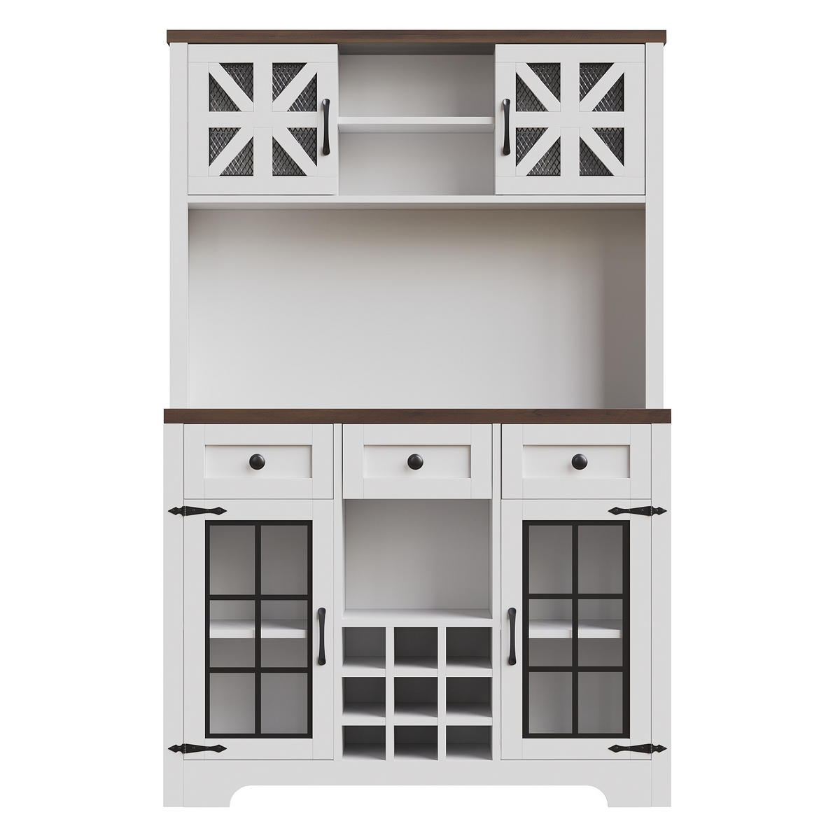 GESCHIRRSCHRANK aus MDF & Glas 120x40x180cm in Weiß mit Smart-LED - Weiß, Holzwerkstoff (120/180/40cm) - Modfu