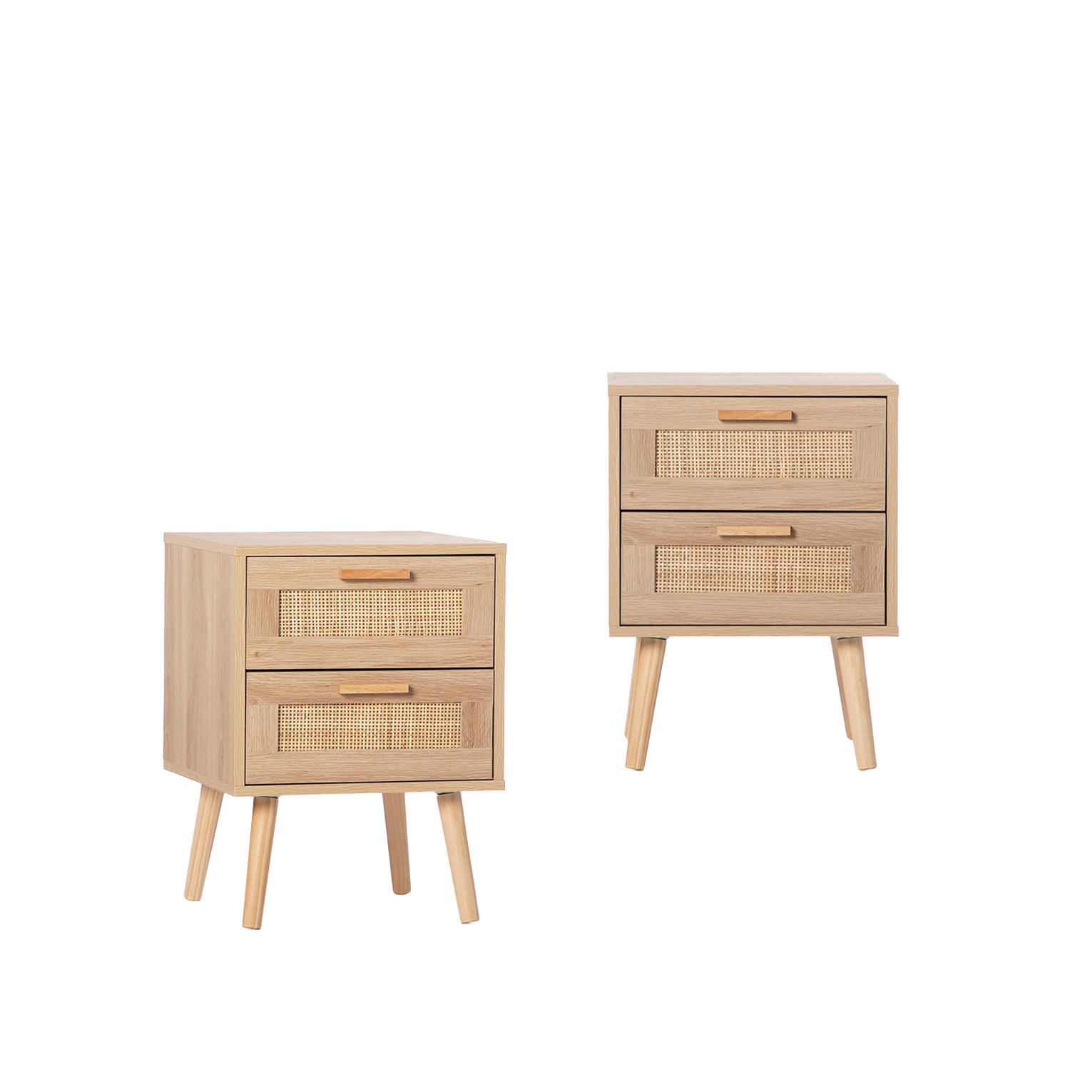 NACHTTISCH MIT 1 SCHUBLADE Tahiti Natürlich 40 cm x 56 cm 2er-Set - Naturfarben, Holzwerkstoff (40/56/40cm) - Klast Home