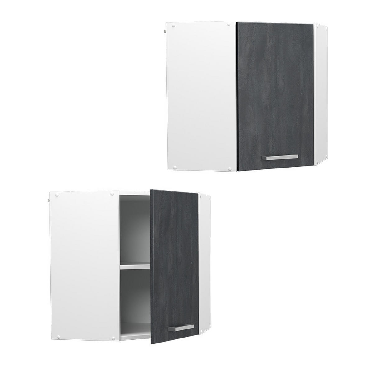 ECKHÄNGESCHRANK R-Line Schwarz Beton 57 cm - Schwarz/Weiß, Holzwerkstoff (57/60/34.1cm) - Vicco