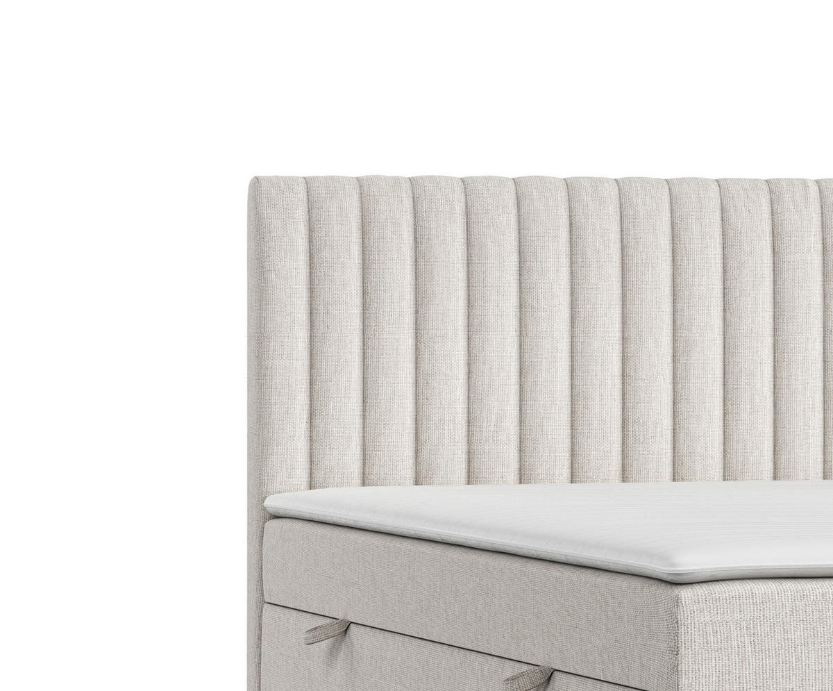 BOXBETT Spencer Creme 140/200 cm mit Matratze und Topper - Creme/Schwarz, Holz/Holzwerkstoff (140/200cm) - Maison de Reve