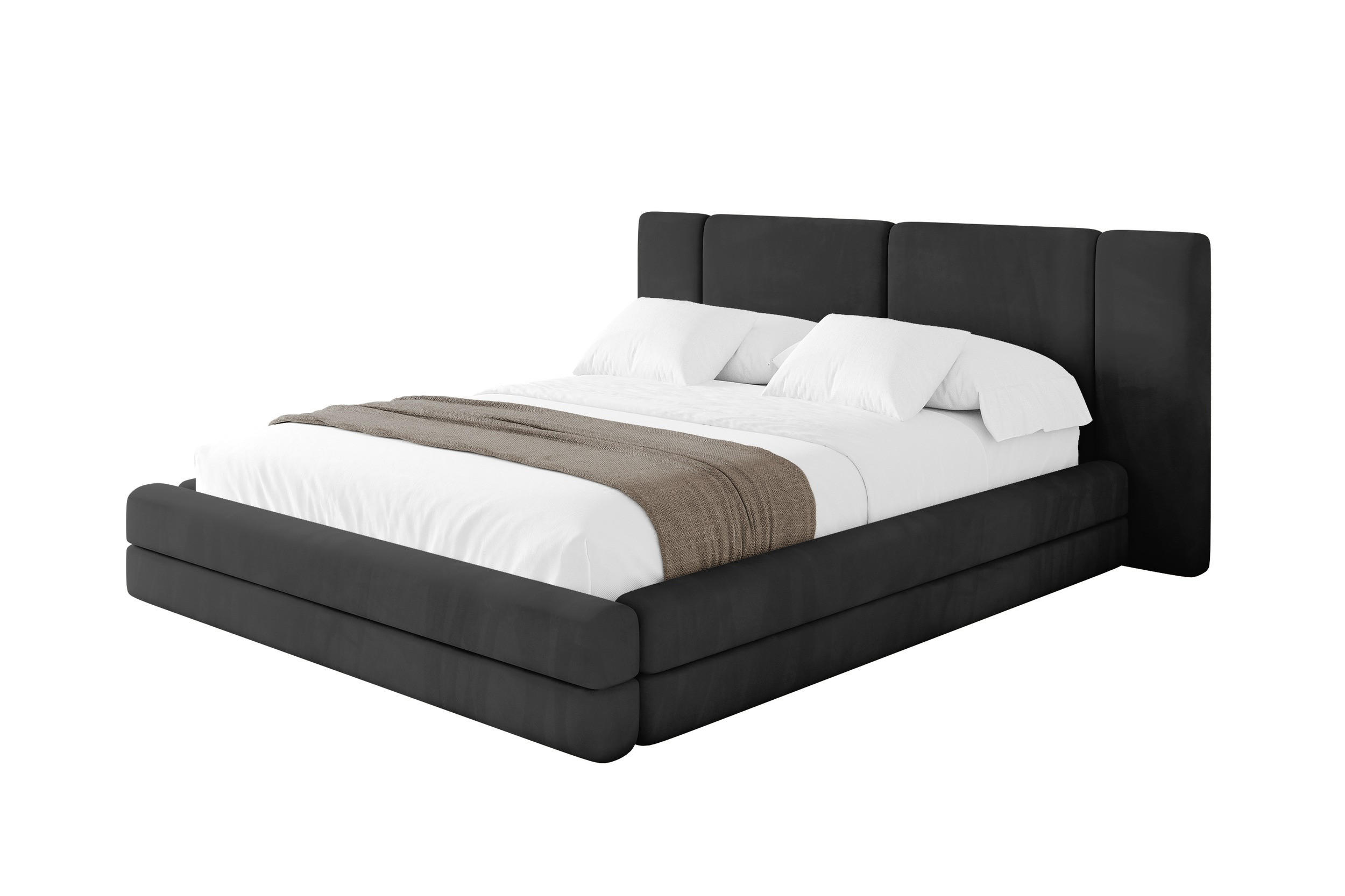 POLSTERBETT mit Bettkasten und Lattenrost, Bett mit Matratze H3/H4 - TEVO 140x200 Schwarz - Schwarz, Holzwerkstoff/Textil (140/200cm) - ALTDECOR