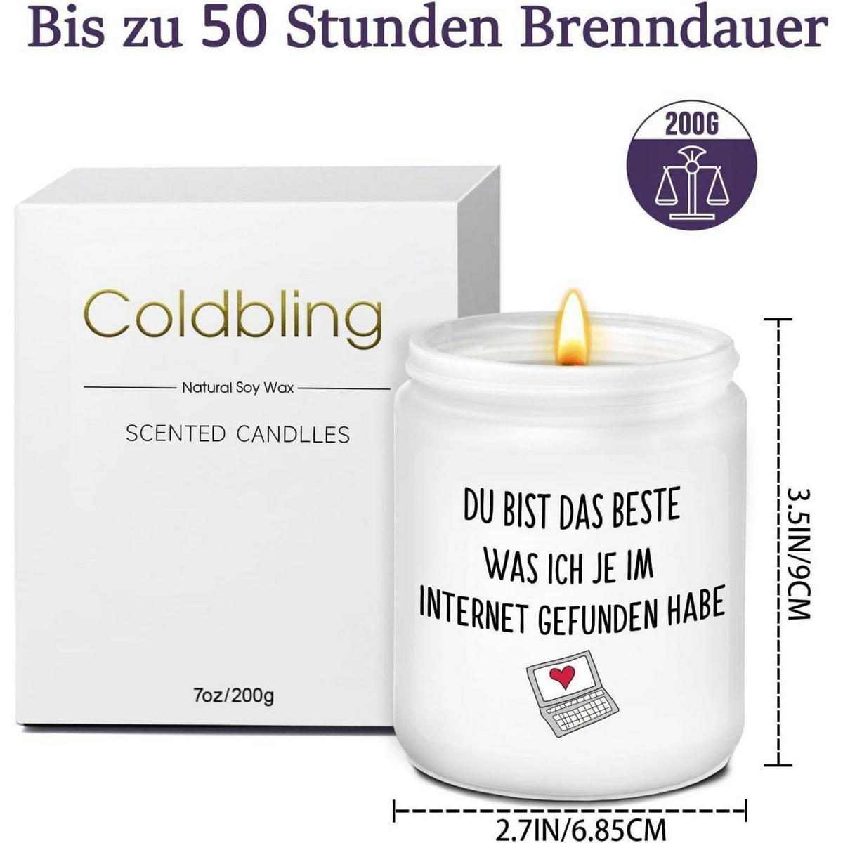 DUFTKERZE Lavendel 50h Brenndauer Sojawachs - Flieder, Paraffin (9cm)