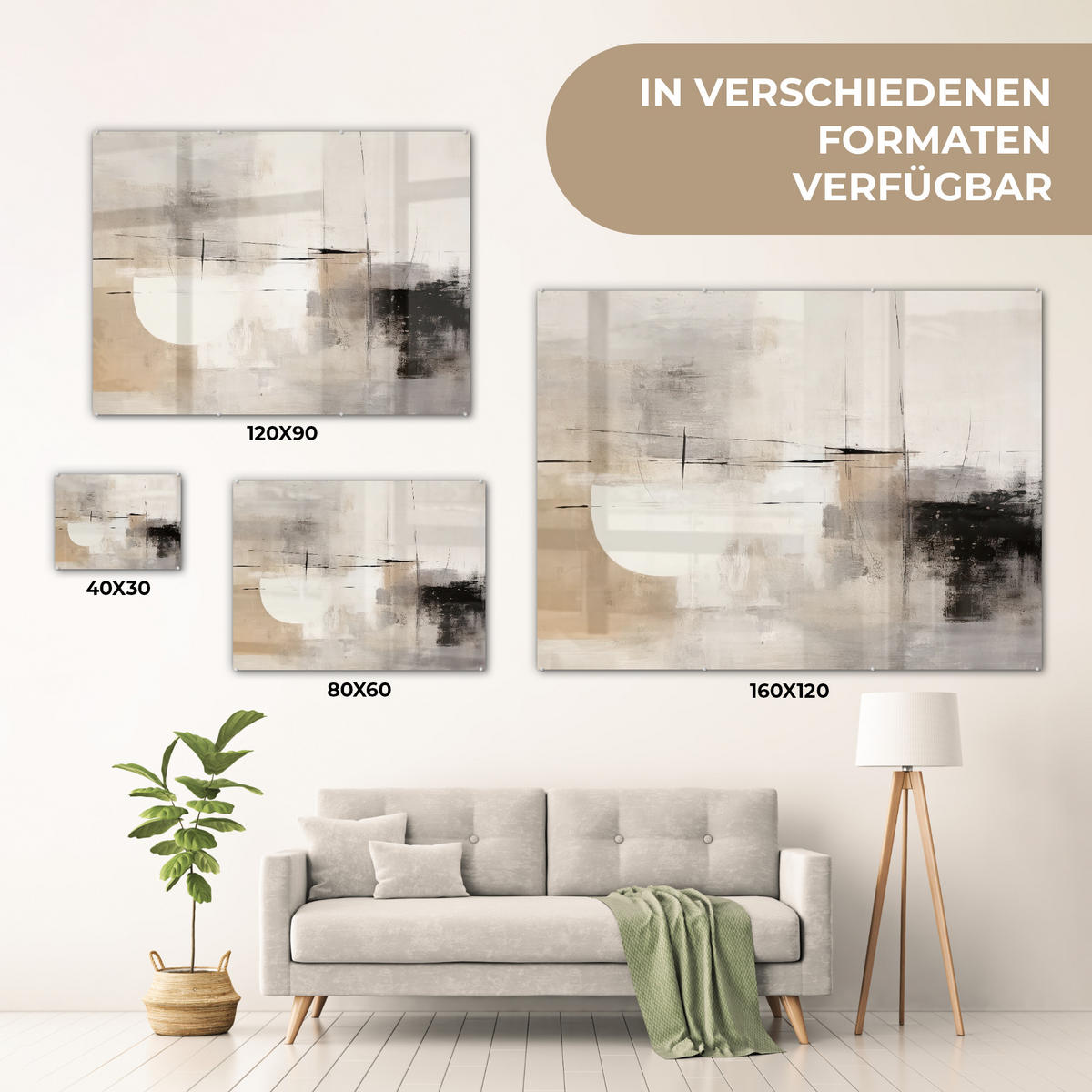 OBRAZ NA AKRYLOVOM SKLE Abstraktné - Umenie - Sivé 80x60 cm - svetlosivá, sklo (80/60cm) - MuchoWow