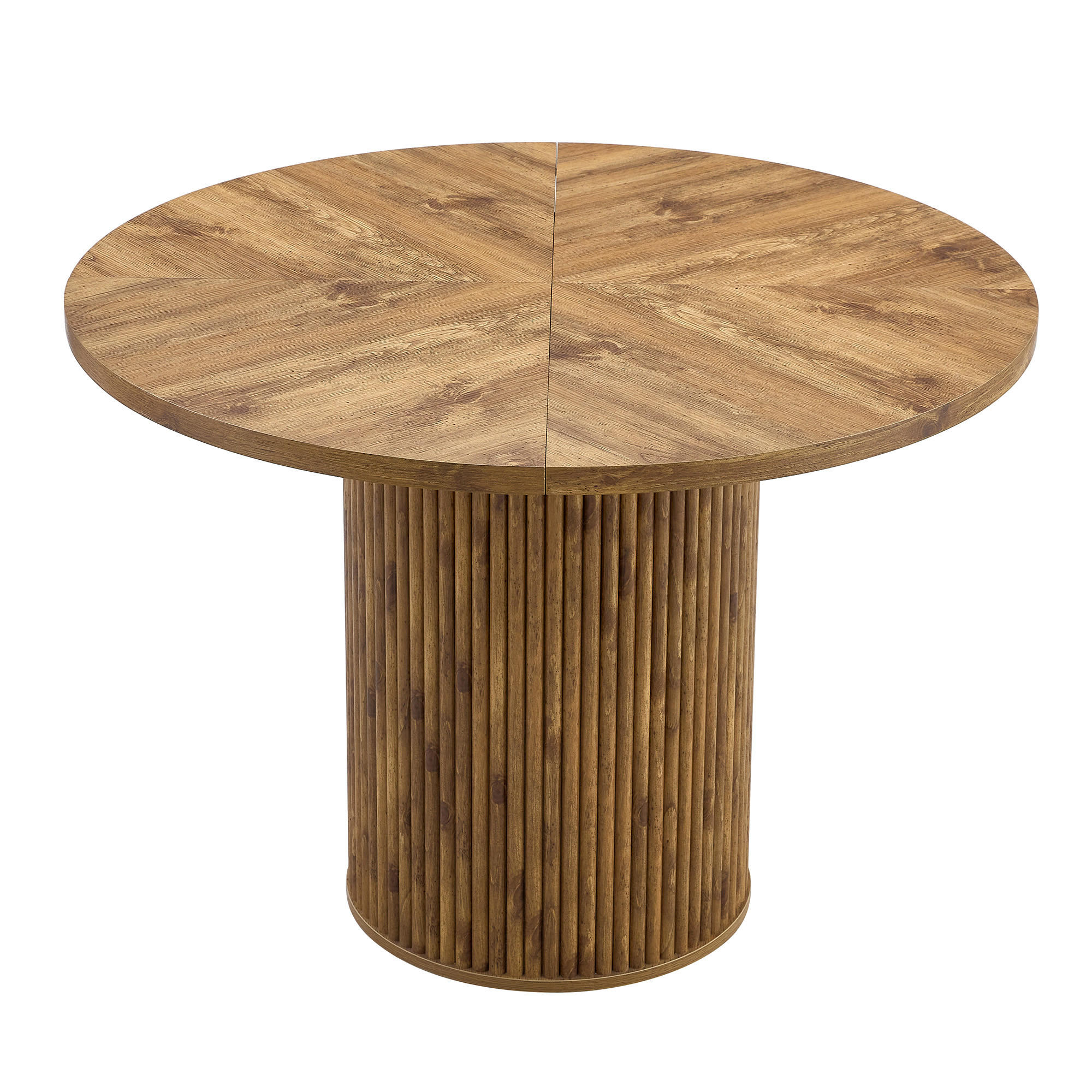 ESSTISCH Rund 100/100/76 cm Holzfarben aus MDF mit Stauraum zylindrisches Tischbein - Naturfarben, Holzwerkstoff (100/100/76cm) - OKWISH