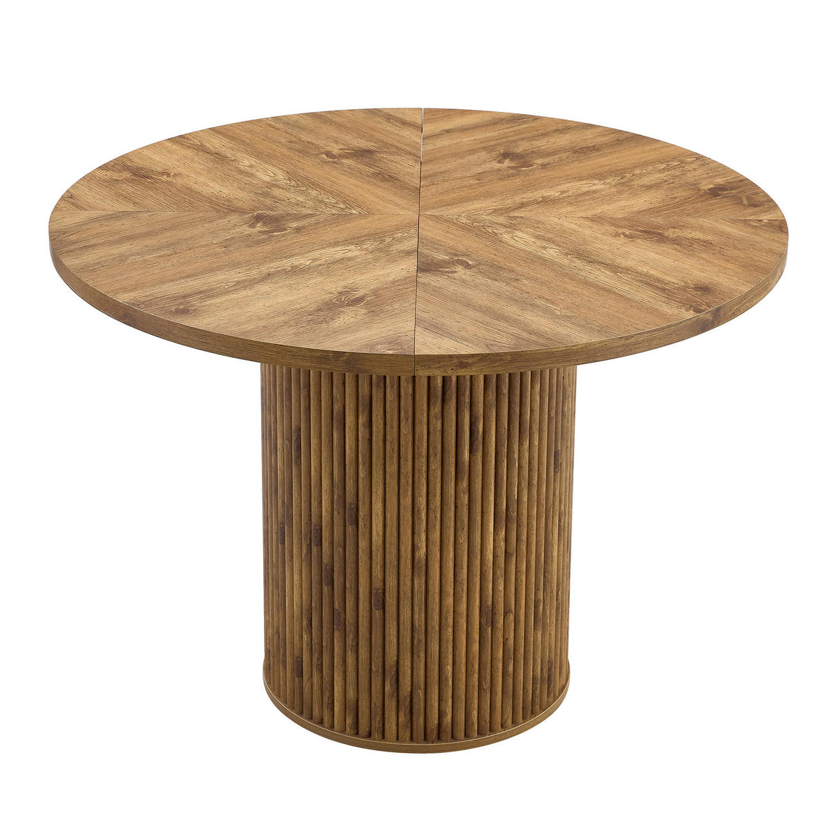 ESSTISCH Rund 100/100/76 cm Holzfarben aus MDF mit Stauraum zylindrisches Tischbein - Naturfarben, Holzwerkstoff (100/100/76cm) - OKWISH