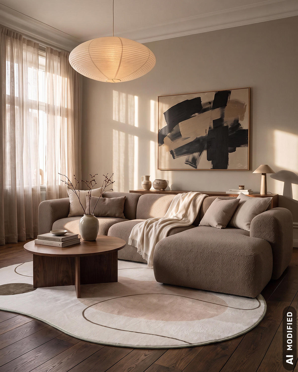 TEPPICH Bova Serta Mazovia Unregelmäßige Form 120x160cm Beige Braun Abstrakt Kurzflor - Braun, Textil (120/160cm) - Mazovia