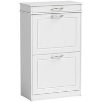 SCHUHSCHRANK MDF Weiß - Weiß/Nickelfarben, Holzwerkstoff/Metall (26.5/89/53cm) - HOMCOM