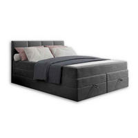 BOXBETT PRADO 140/200 in Velours Dunkelgrau - Dunkelgrau, Holz/Holzwerkstoff (140/200cm) - Deine Möbel 24