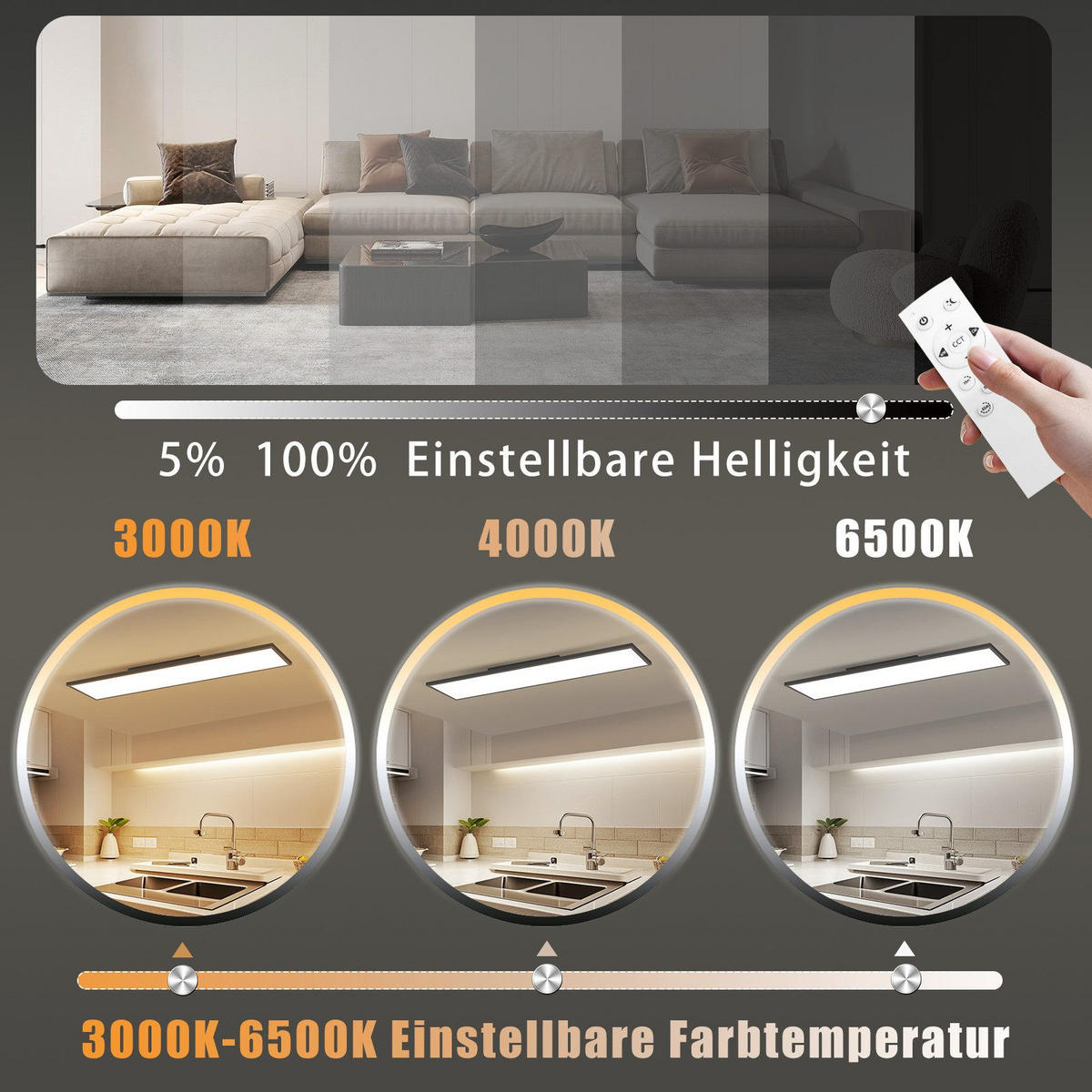 LED-DECKENLEUCHTE Landshut 120/30/4.5 cm - Schwarz, Metall (120/30/4.5cm) - Nettlife