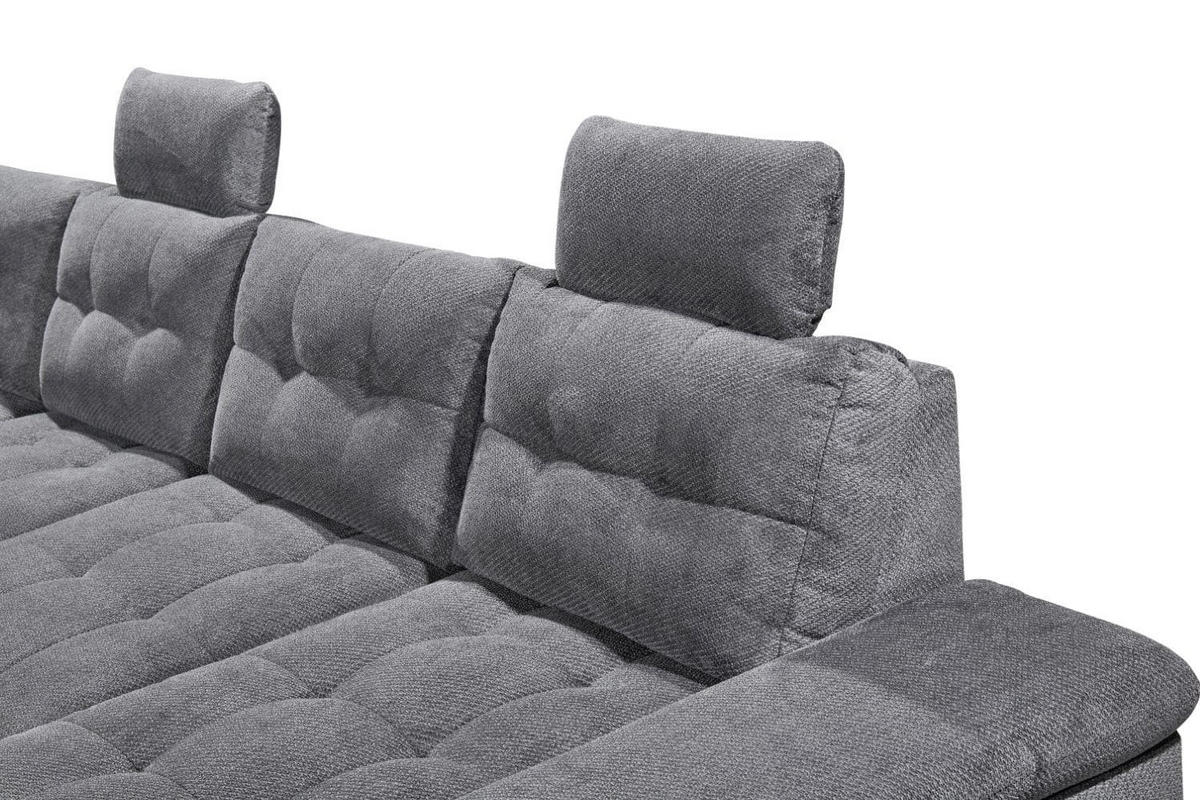 WOHNLANDSCHAFT mit Schlaffunktion und Bettkasten - Chromfarben/Titanfarben, Holz/Kunststoff (324/107/218cm) - ed exciting design