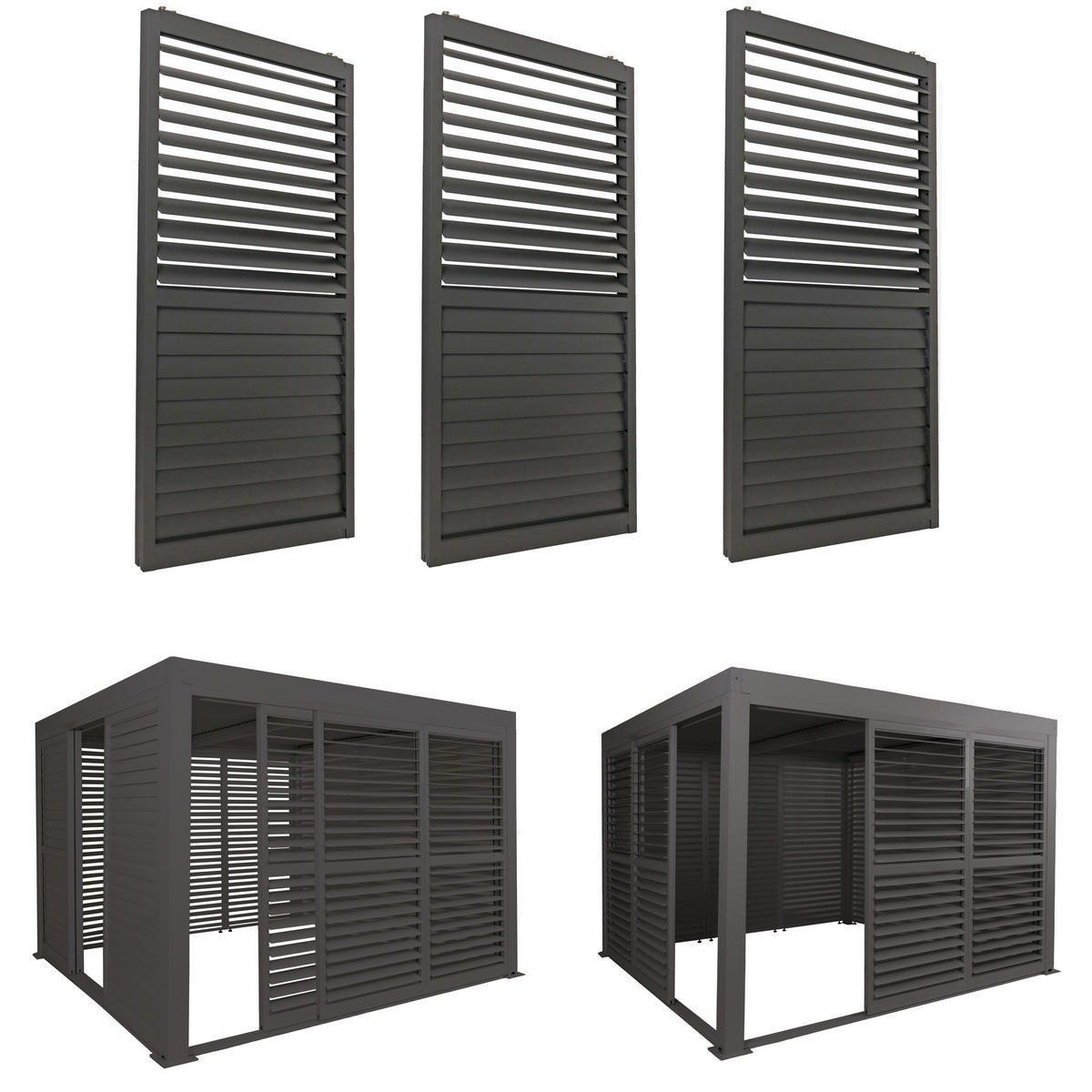 SCHIEBETÜR FÜR PERGOLA 3ER-SET Anthrazit 3er-Set-Set - Anthrazit, Metall (272/206/11cm) - MCW