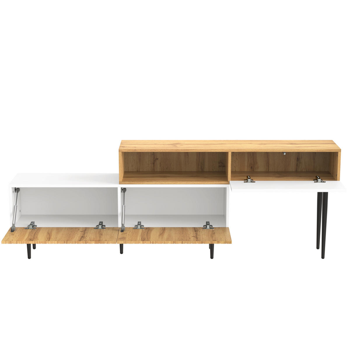 LOWBOARD 120-240/30/63,5 cm aus MDF und Spanplatte mit modularem Design Weiß/Holzfarben - Naturfarben, Holzwerkstoff (220/63.5/30cm) - Modenvie