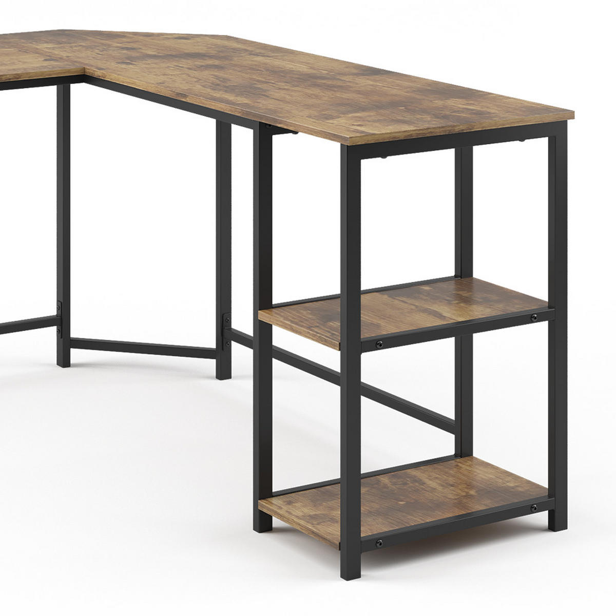 ECKSCHREIBTISCH Fyrk, Eiche rustikal/Schwarz, 138 x 138 cm - Alteiche/Schwarz, Holzwerkstoff (50/138/75cm) - Vicco