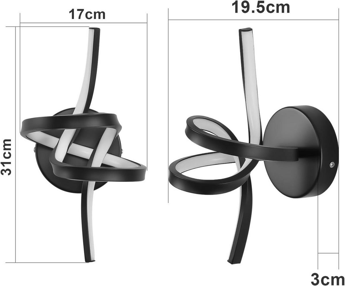 LED - WANDLEUCHTE Nebelthir 17.0/19.5/31.0 cm - Schwarz, Kunststoff (17/19.5/31cm) - ZMH
