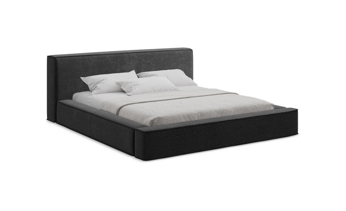 POLSTERBETT mit Bettkasten und Lattenrost 220x240 Schwarz - Anthrazit/Schwarz, Kunststoff/Textil (180/200cm) - Makamii