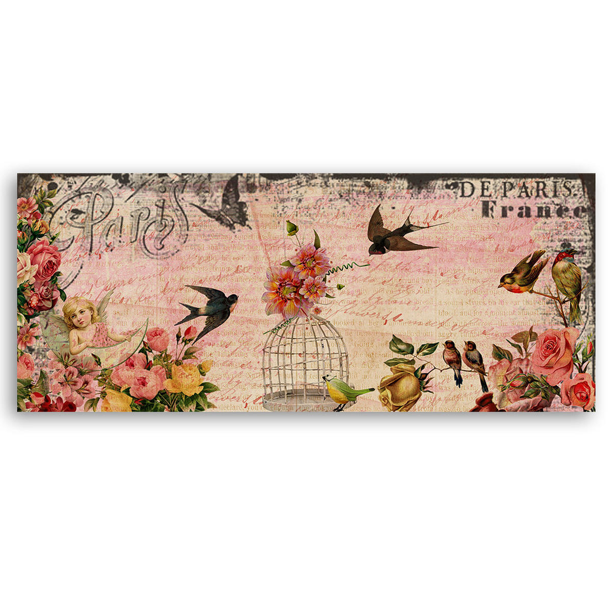 WANDBILD karte aus paris - Beige, Textil (90/30cm) - Feeby