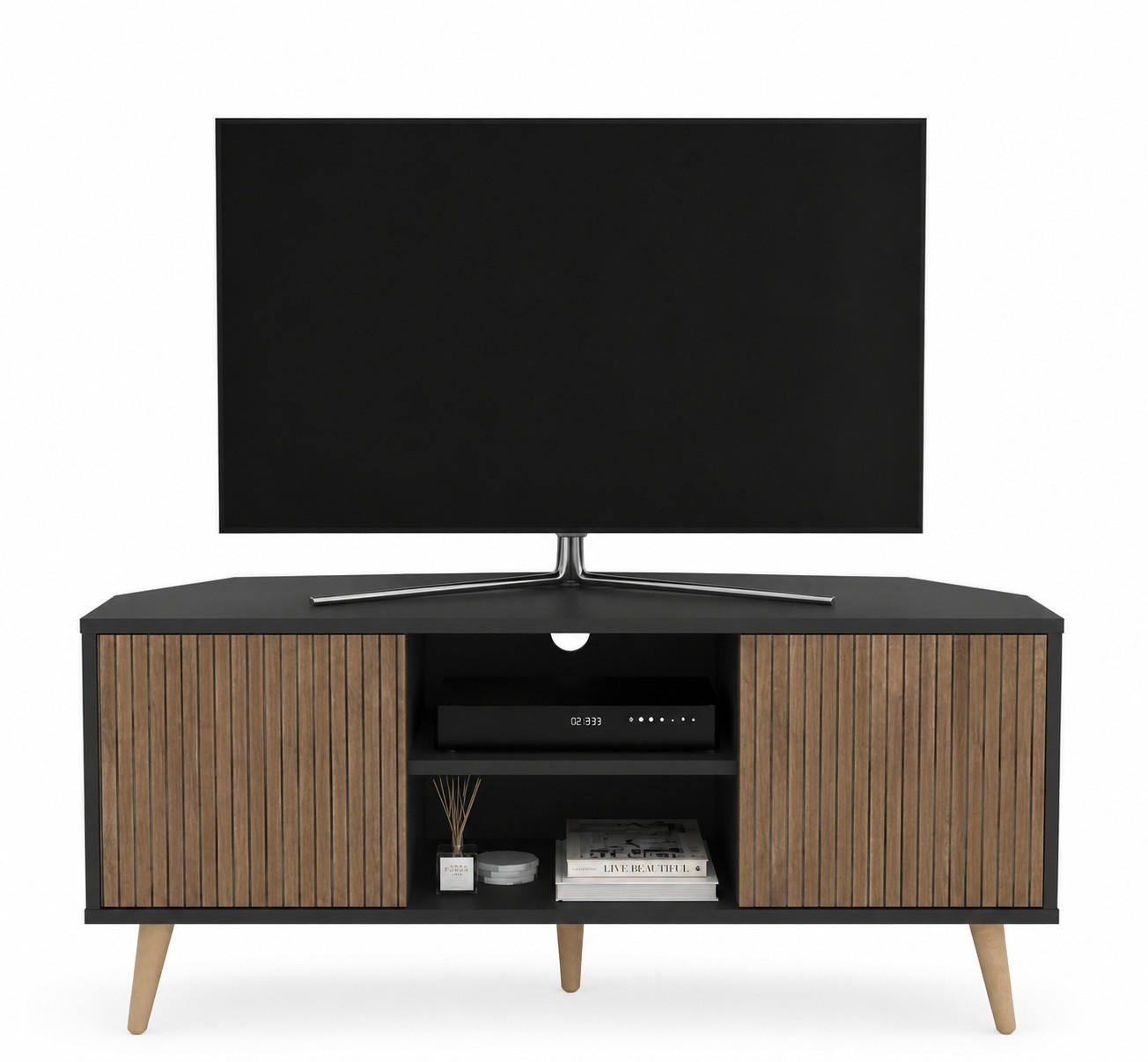 TV-ELEMENT Lesson Schwarz Alina - Dunkelbraun/Schwarz, Holzwerkstoff (120/59.8/45cm) - Decorotika