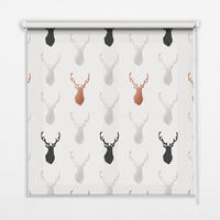 VNÚTORNÁ roleta - okenná roleta - roleta - 100x100 cm - Kreslené jelenie hlavy - biela, plast (100/100/0.5cm) - TULUP
