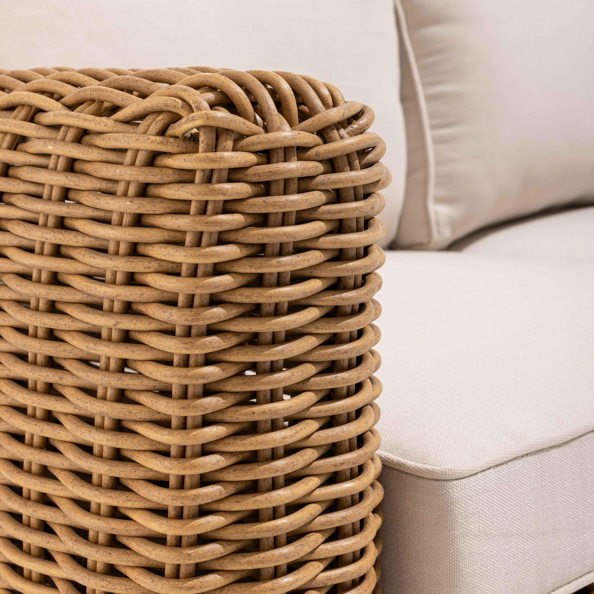 GARTEN-LOUNGEGARNITUR 6-Sitzer, Weiß - Weiß, Naturmaterialien - Oviala