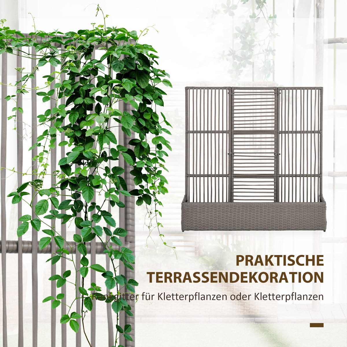 HOCHBEET PE-Rattan Stahl Grau - Grau, Kunststoff (29/103/103cm) - Outsunny