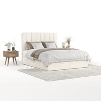 POLSTERBETT Vienna mit Stauraum 140/200 cm Creme im Alta Stoff - Creme/Schwarz, Holz/Holzwerkstoff (140/200cm) - AltaBeds