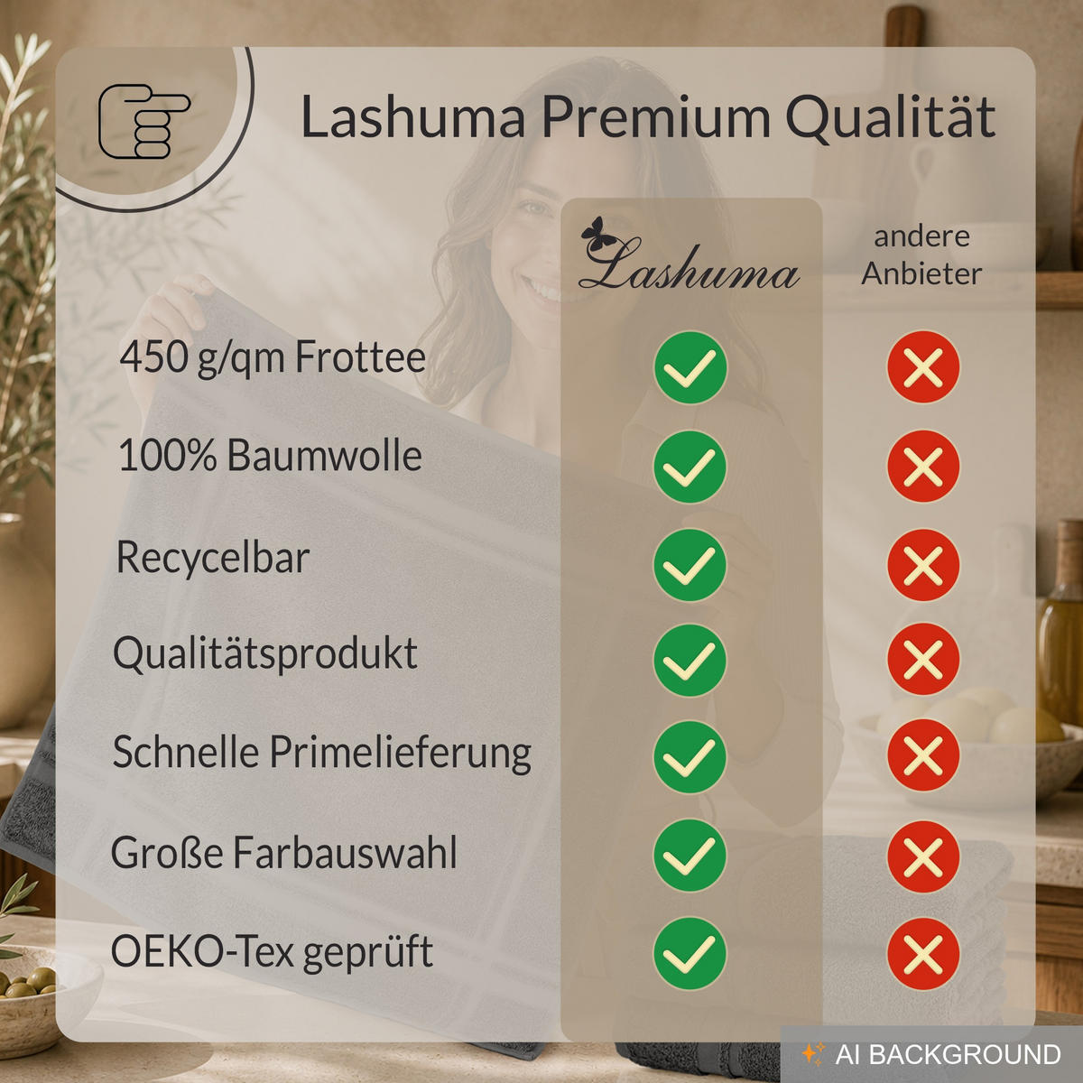 FROTTEE Küchenhandtücher 50x50 cm, 4er Set, Anthrazit Grau - Anthrazit, Textil (50/50cm) - Lashuma
