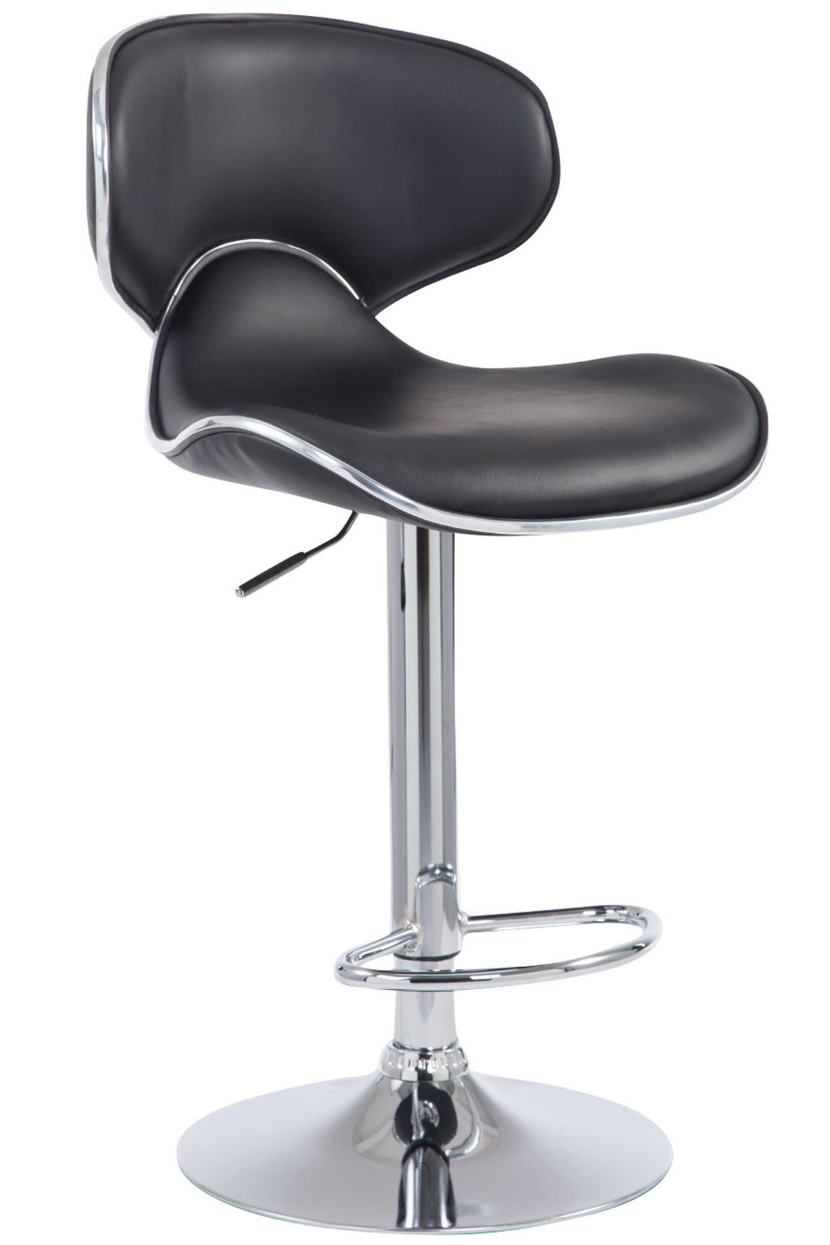 BARHOCKER Lederlook schwarz - Chromfarben/Schwarz, Textil/Metall (46/88/49cm) - CLP