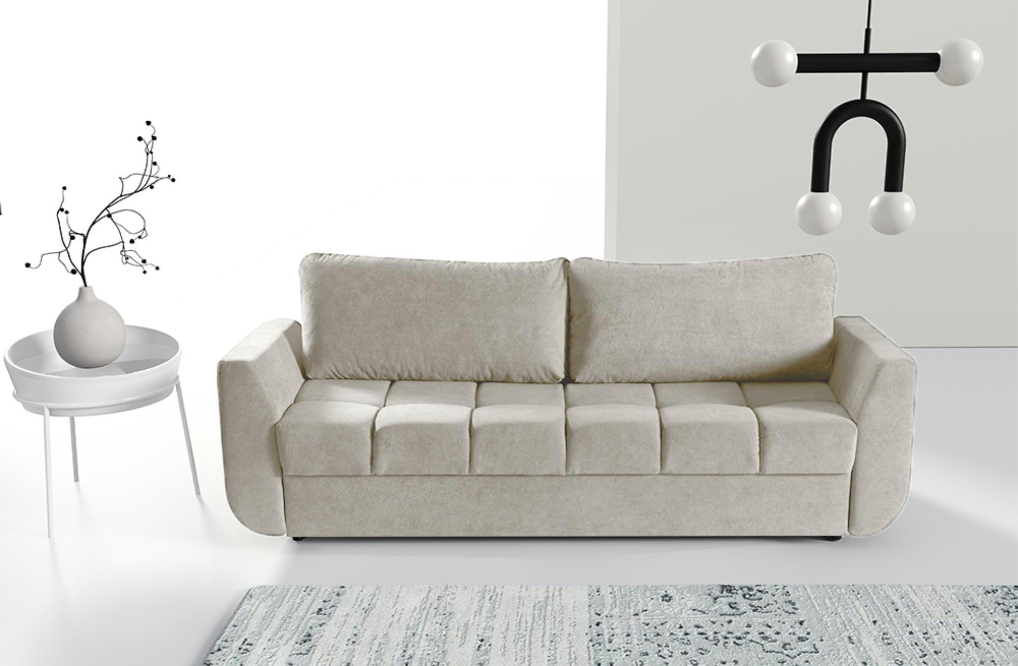 SOFA Delta Ecru, mit Schlaffunktion - Ecru, Holzwerkstoff (245/93/118cm) - Bettso