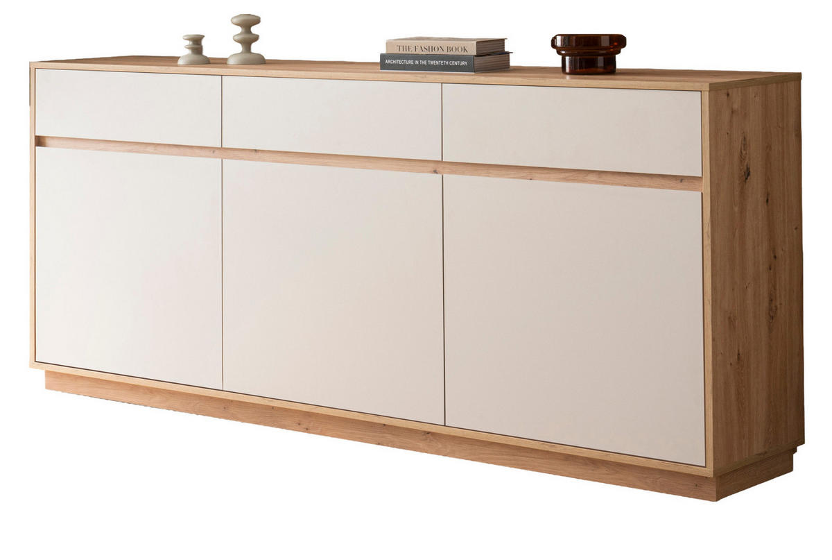 SIDEBOARD Kaschmir, Artisan Eiche 202 cm, Kommode mit Soft-Close - Kaschmir/Eiche Artisan, Holzwerkstoff/Metall (202/89/40cm) - Furn.Design