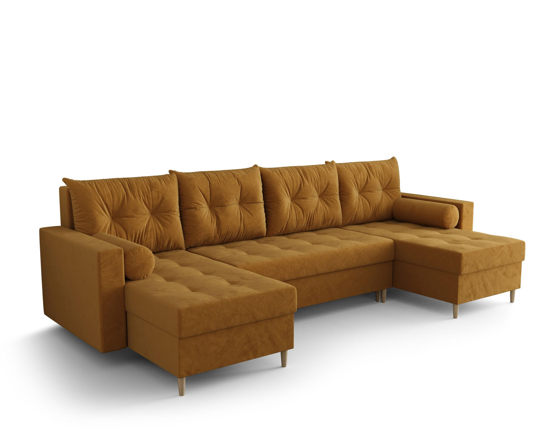 ECKSOFA SKANDI U Itaka 33 mit Schlaffunktion - Goldfarben, Textil (300/88/145cm) - Bedante