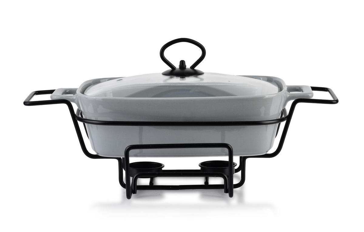 AUFLAUFFORM Modern Kitchen Grau 36/23/12 cm Keramik - Grau, Keramik (23/12/36cm) - Mondex