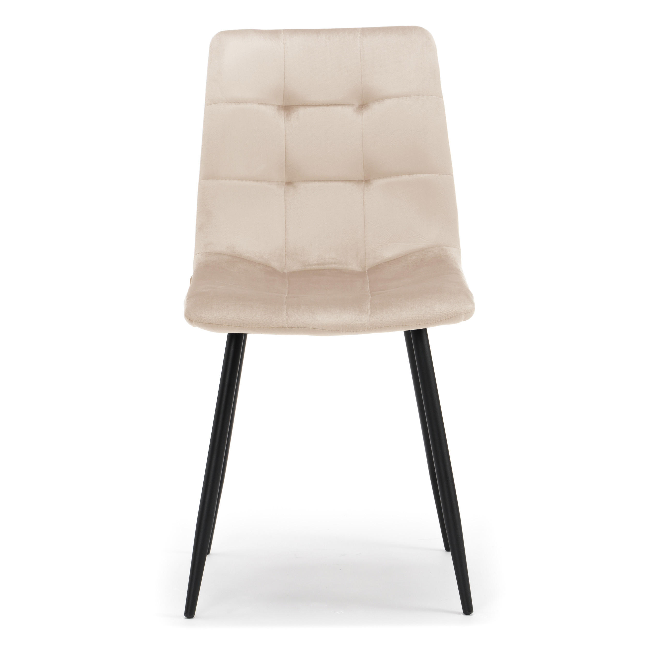 STUHL PARMA gepolsterter mit Steppung - beige - Samt Velour - Ecru/Schwarz, Textil/Metall (44/89/45cm) - NEW HOME