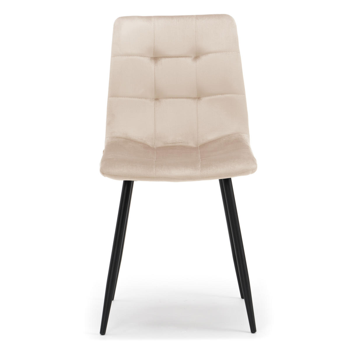 STUHL PARMA gepolsterter mit Steppung - beige - Samt Velour - Ecru/Schwarz, Textil/Metall (44/89/45cm) - NEW HOME