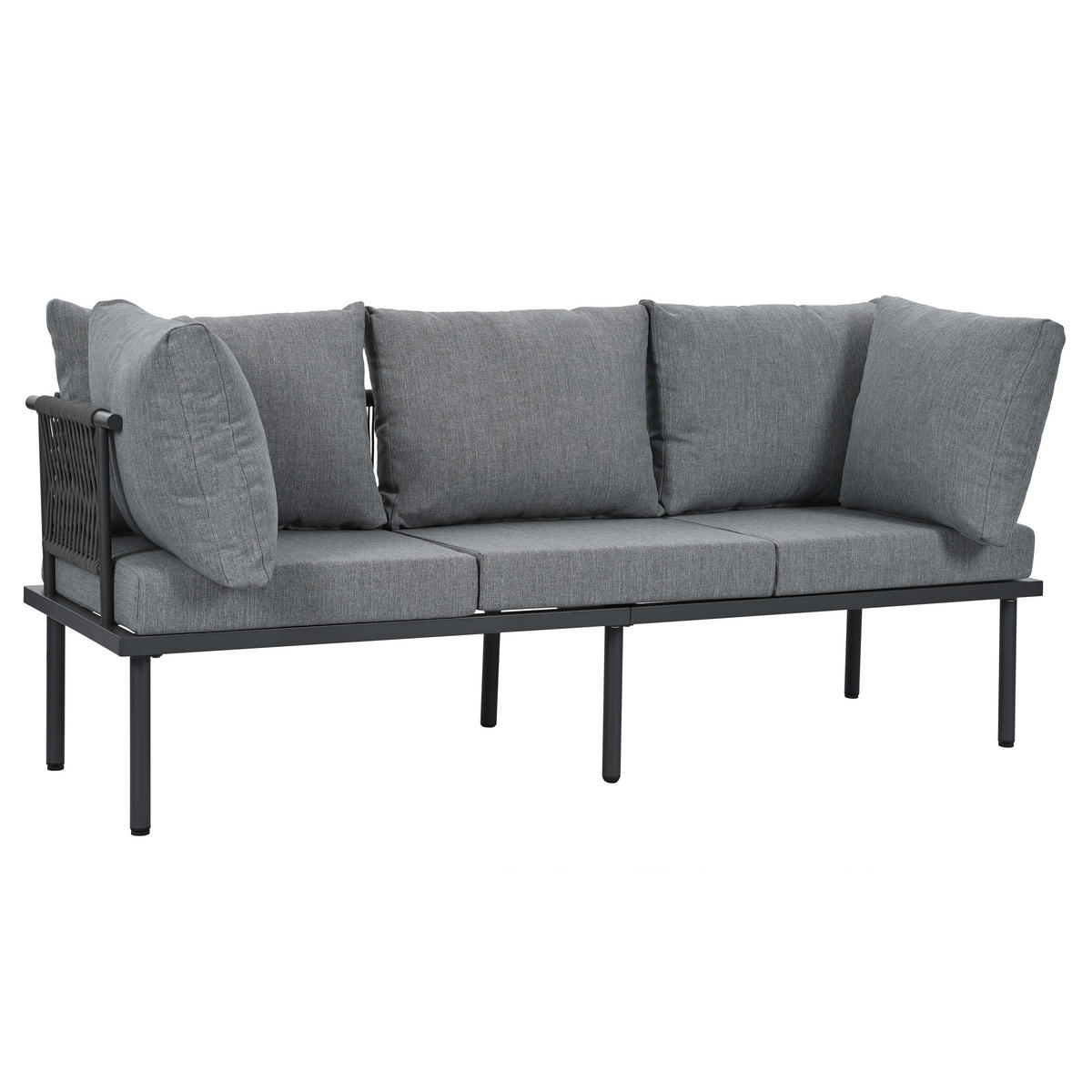 GARTENMÖBEL 173x60x66cm grau aus Olefin und verzinktem Stahl mit Sofaset - Grau, Metall - Modfu