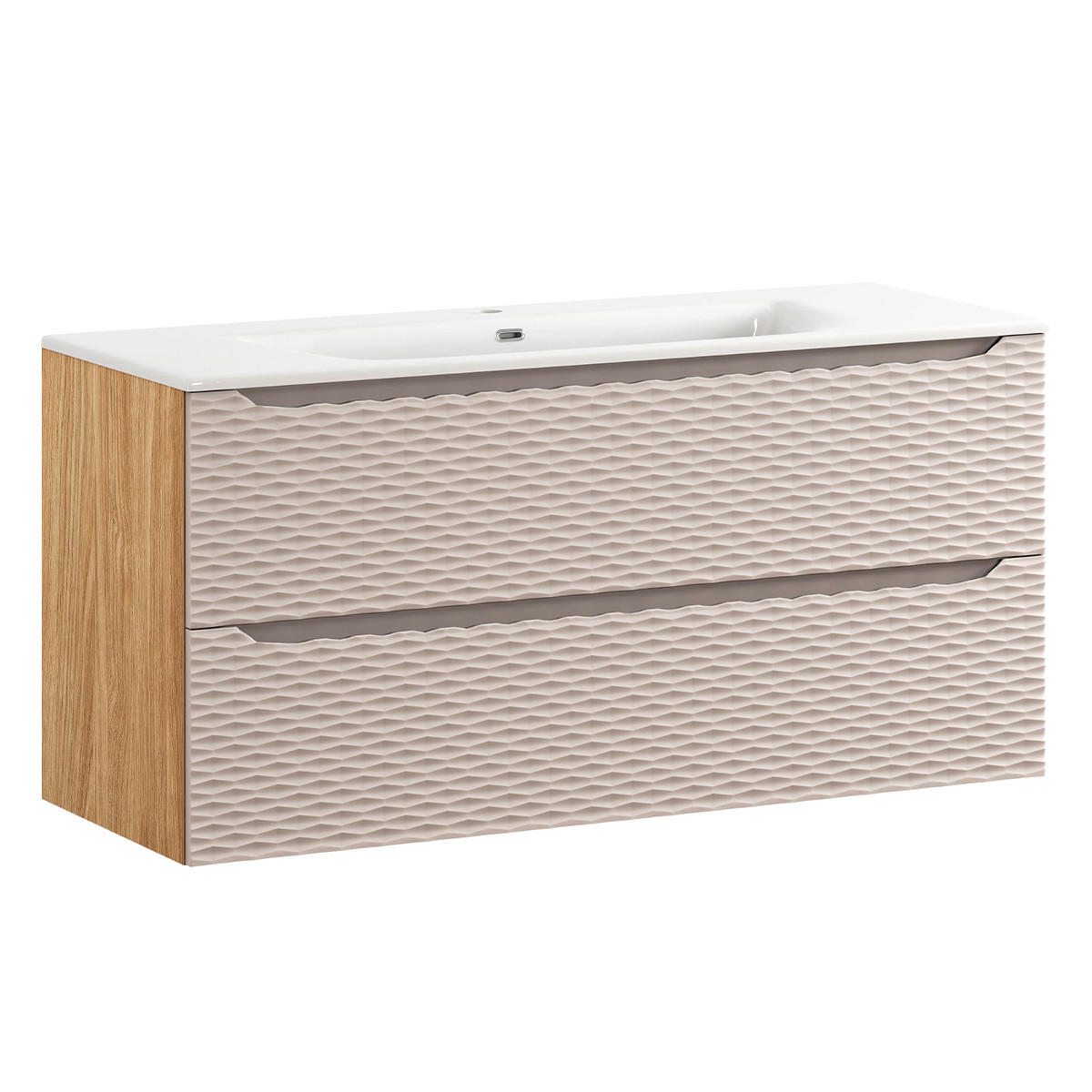 BADMÖBEL 120cm Elora 2er-Set Beige und Holz - Braun, Holzwerkstoff (120/57/46cm) - Petits-meubles