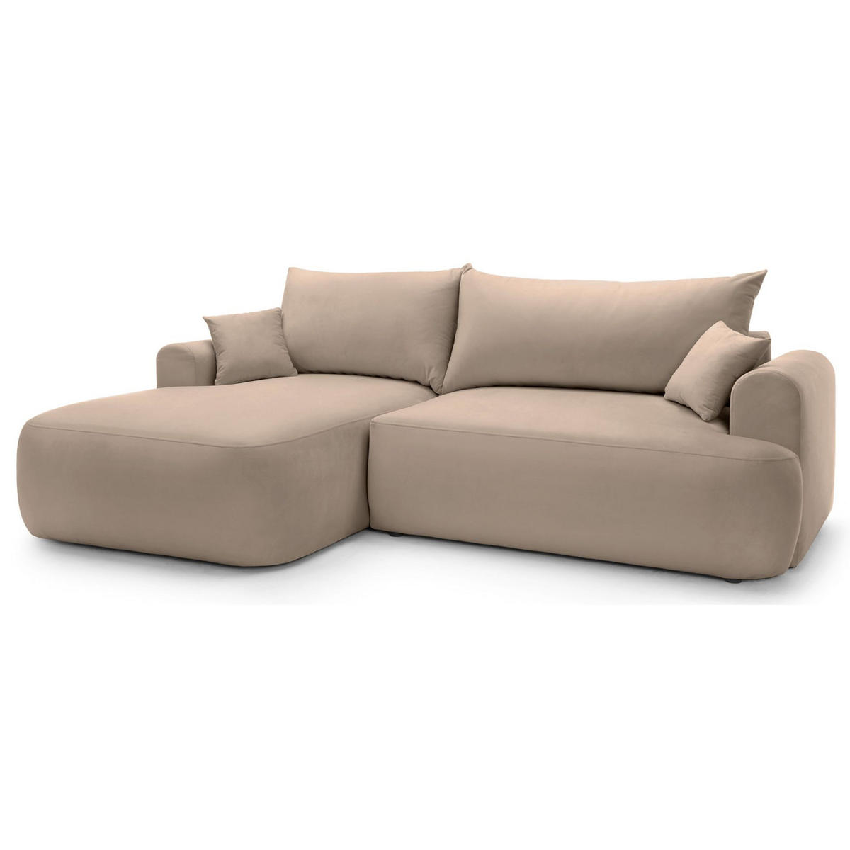 ECKSOFA Ovo Beige mit wasserabweisendem Samtbezug - Beige/Schwarz, Kunststoff/Textil (260/165cm) - Selsey