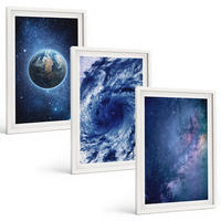 BILDER SET 3er Set - 40x60 cm Weißer Rahmen - Erde Weltraumsturm Galaxie - Weiß, Kunststoff (40/60cm) - TULUP