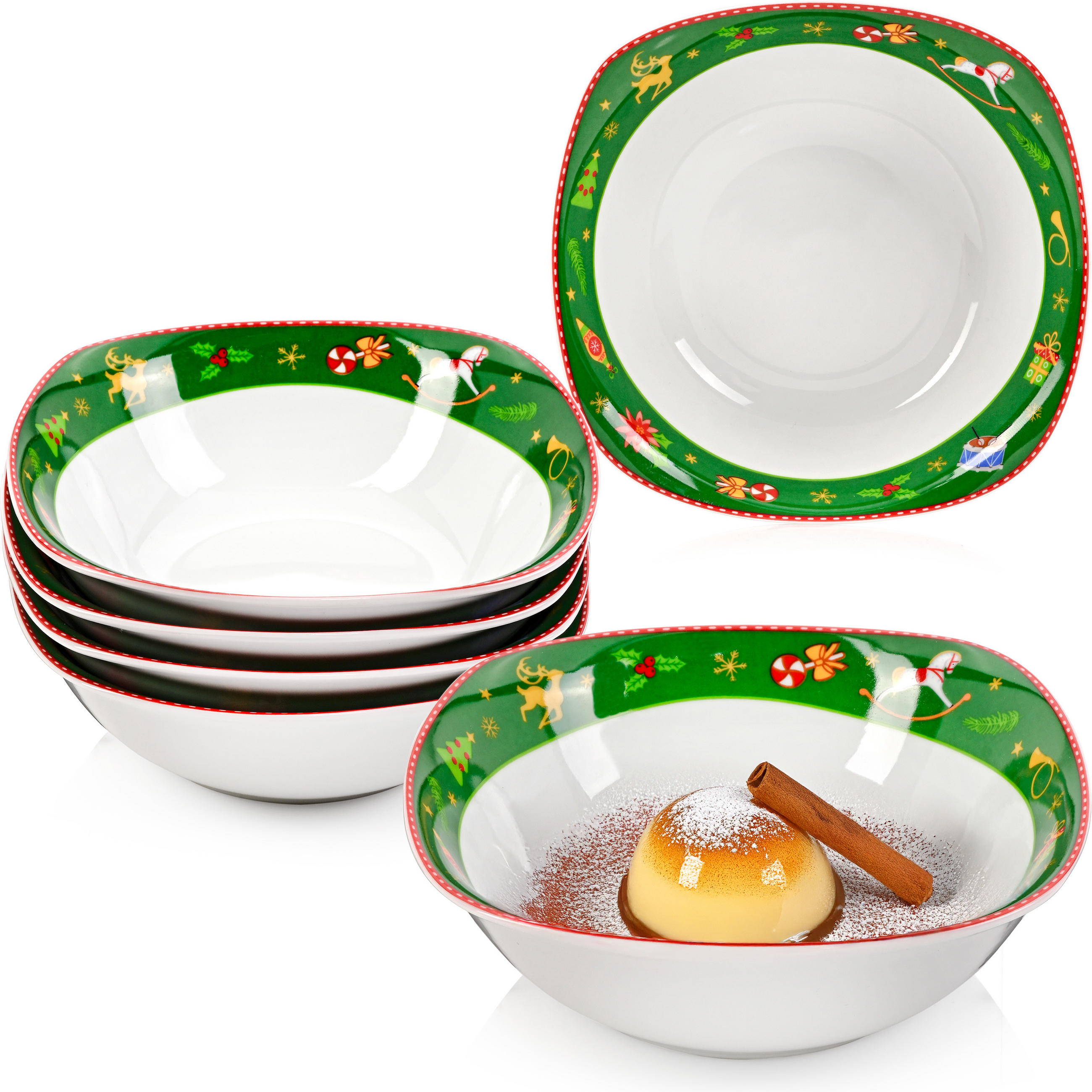 MÜSLISCHALEN SET BILGOLA NUSSKNACKER DESIGN - 6 teilig aus Porzellan - Weiß, Keramik (34cm) - Sänger