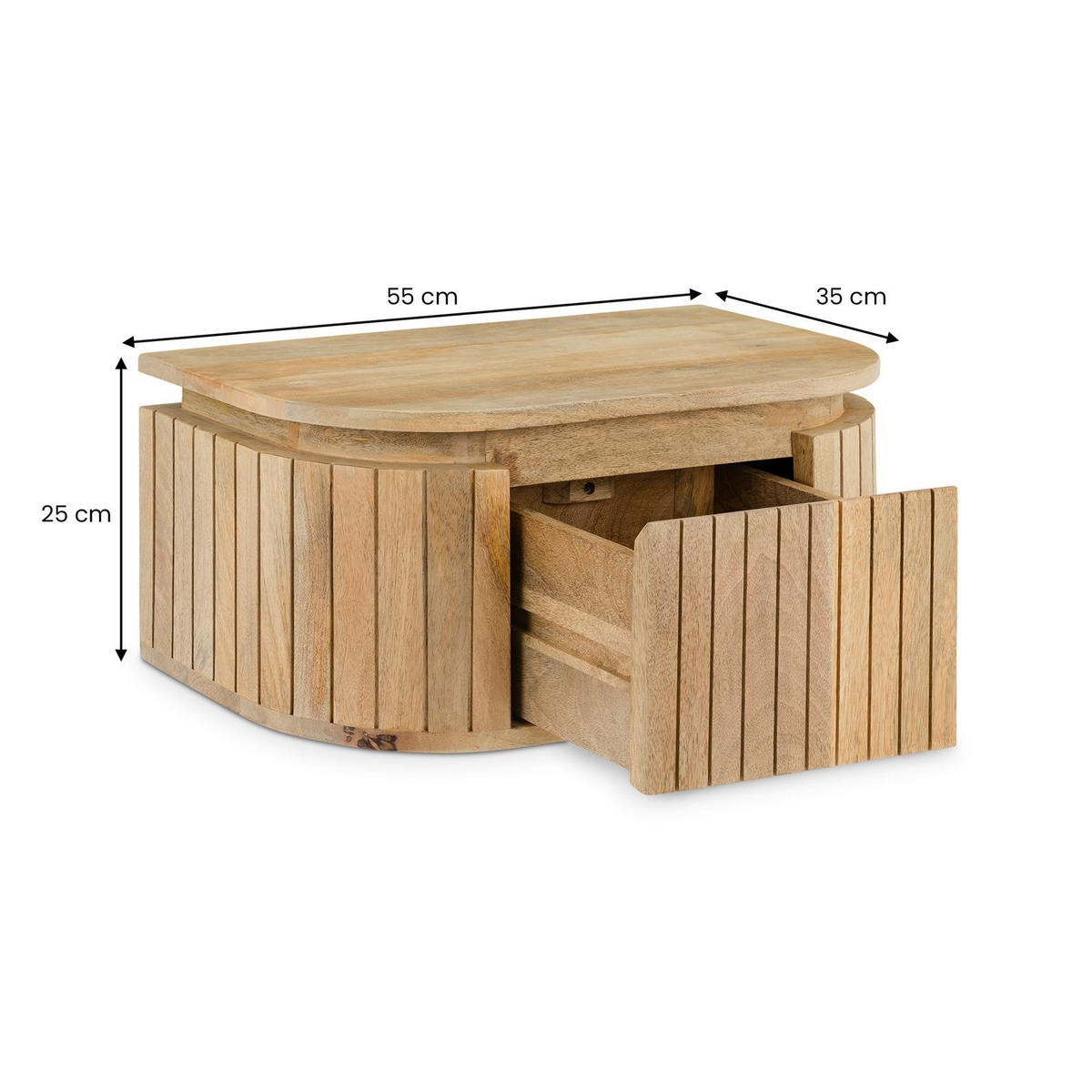 HÄNGENDER NACHTTISCH CALASIA natur - Naturfarben, Holz (55/25/35cm) - IDIMEX