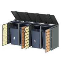 MÜLLTONNENBOX Vier Türen Holzmaserung/Grau - Braun, Metall (132/108/80cm) - ComfortXL