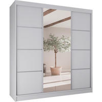 SCHWEBETÜRENSCHRANK Vilo II 200/61/215 weiß+silber - Silberfarben/Weiß, Holzwerkstoff (200/215/61cm) - Beautysofa