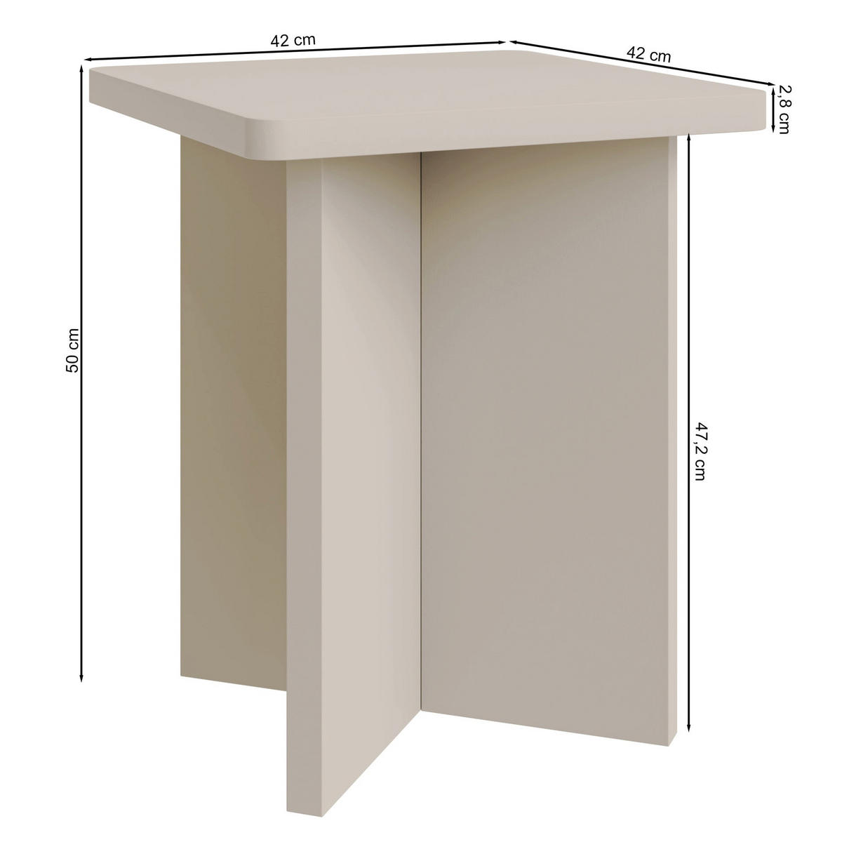 COUCHTISCH Qubeo kaschmirgrau 42 cm - Taupe, Holzwerkstoff (42/42/50cm) - Selsey