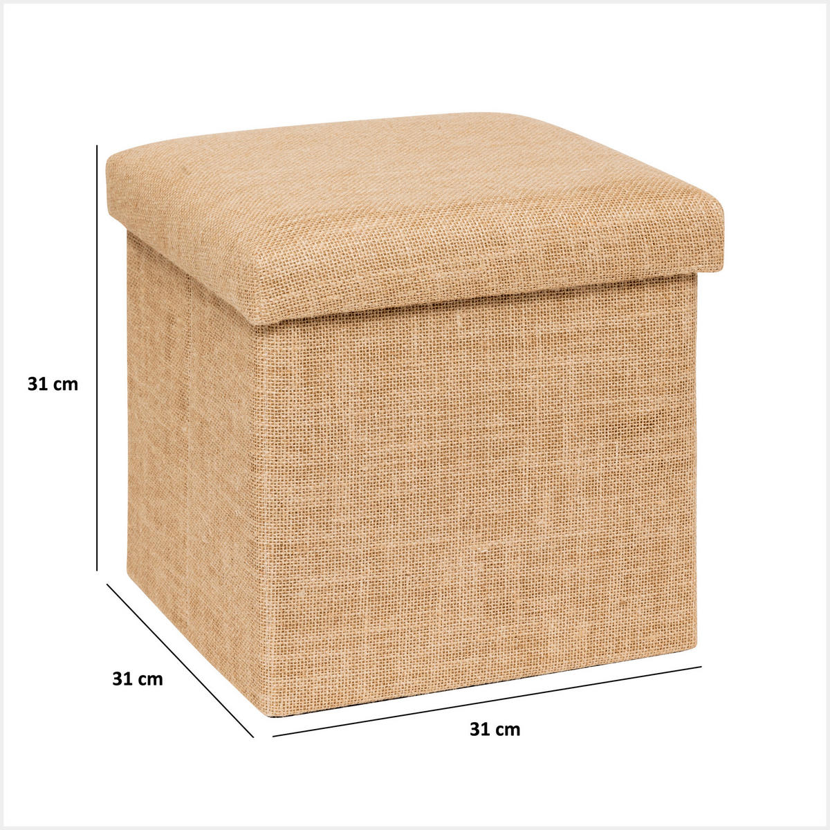 POUF Juta 31/31/31 cm - Beige, Holzwerkstoff (31/31/31cm) - 5five Simply Smart