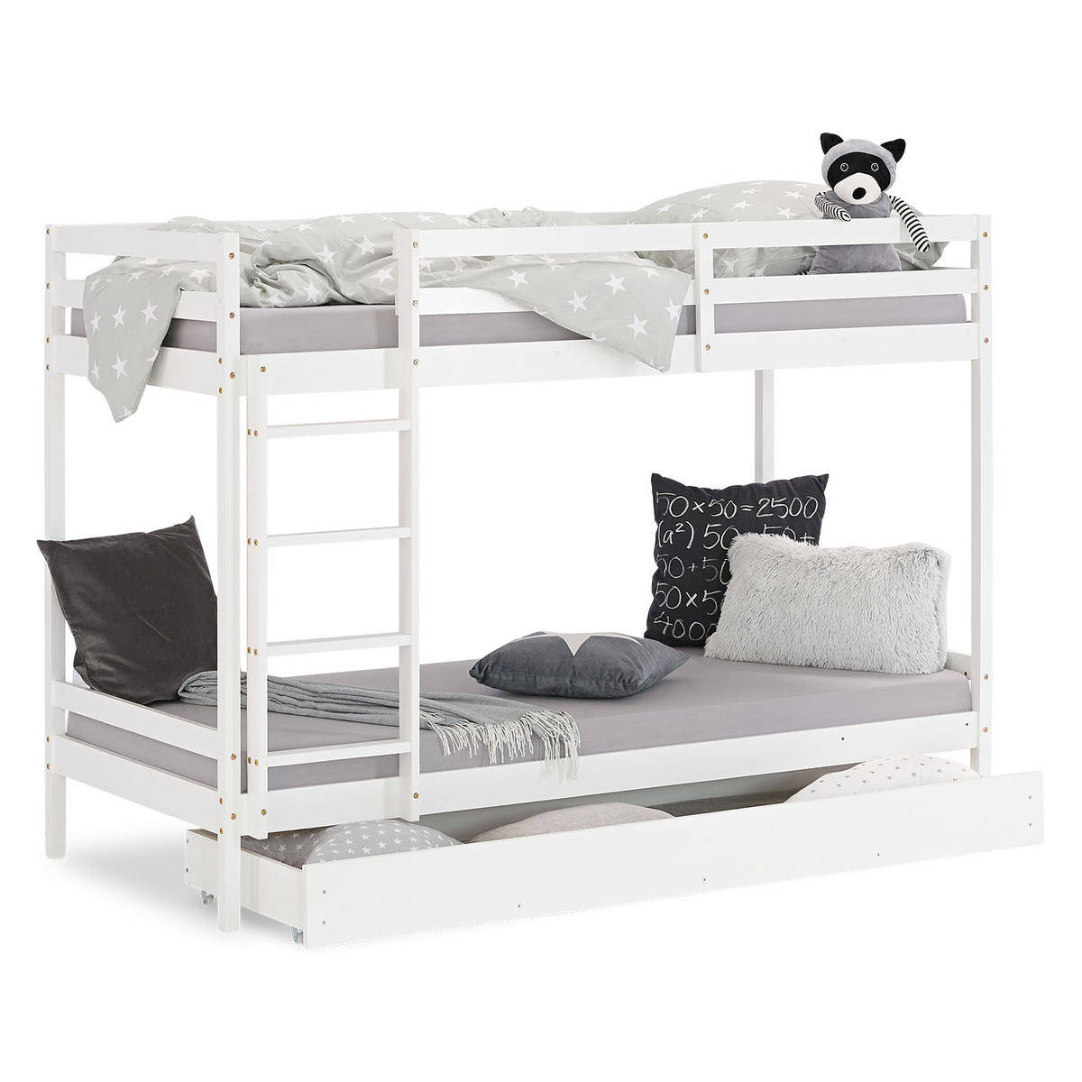ETAGENBETT Hochbett mit Stauraum 90/200 cm Weiß - Weiß, Holz - Homestyle4u