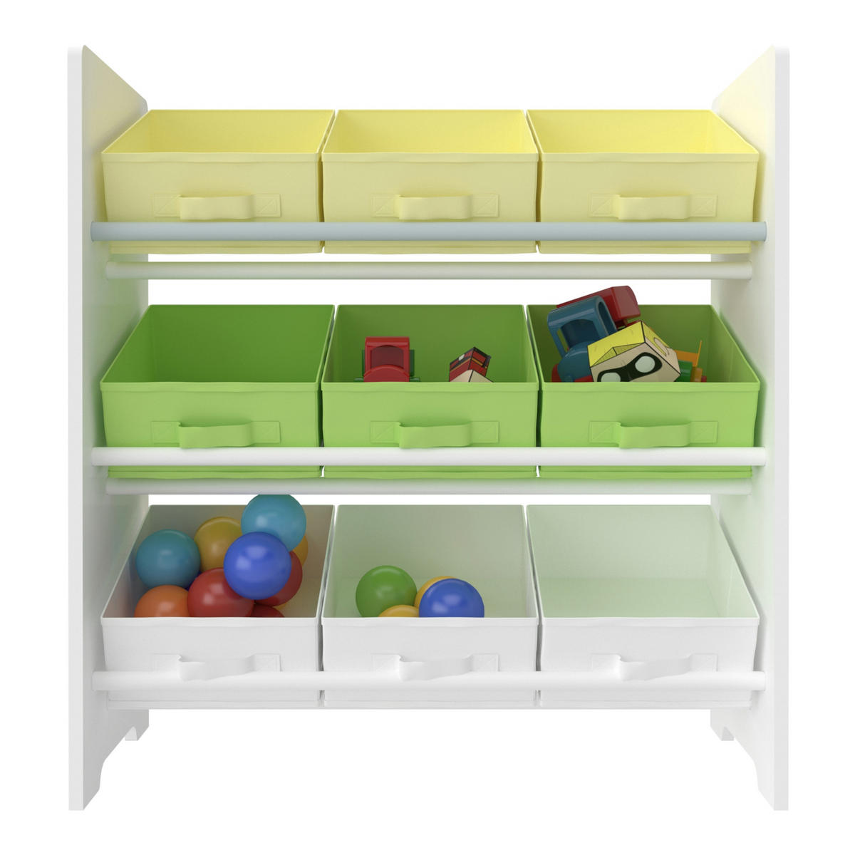 KINDERREGAL Boiro - Gelb/Weiß, Holzwerkstoff/Textil (62/59.5/29.5cm) - [en.casa]