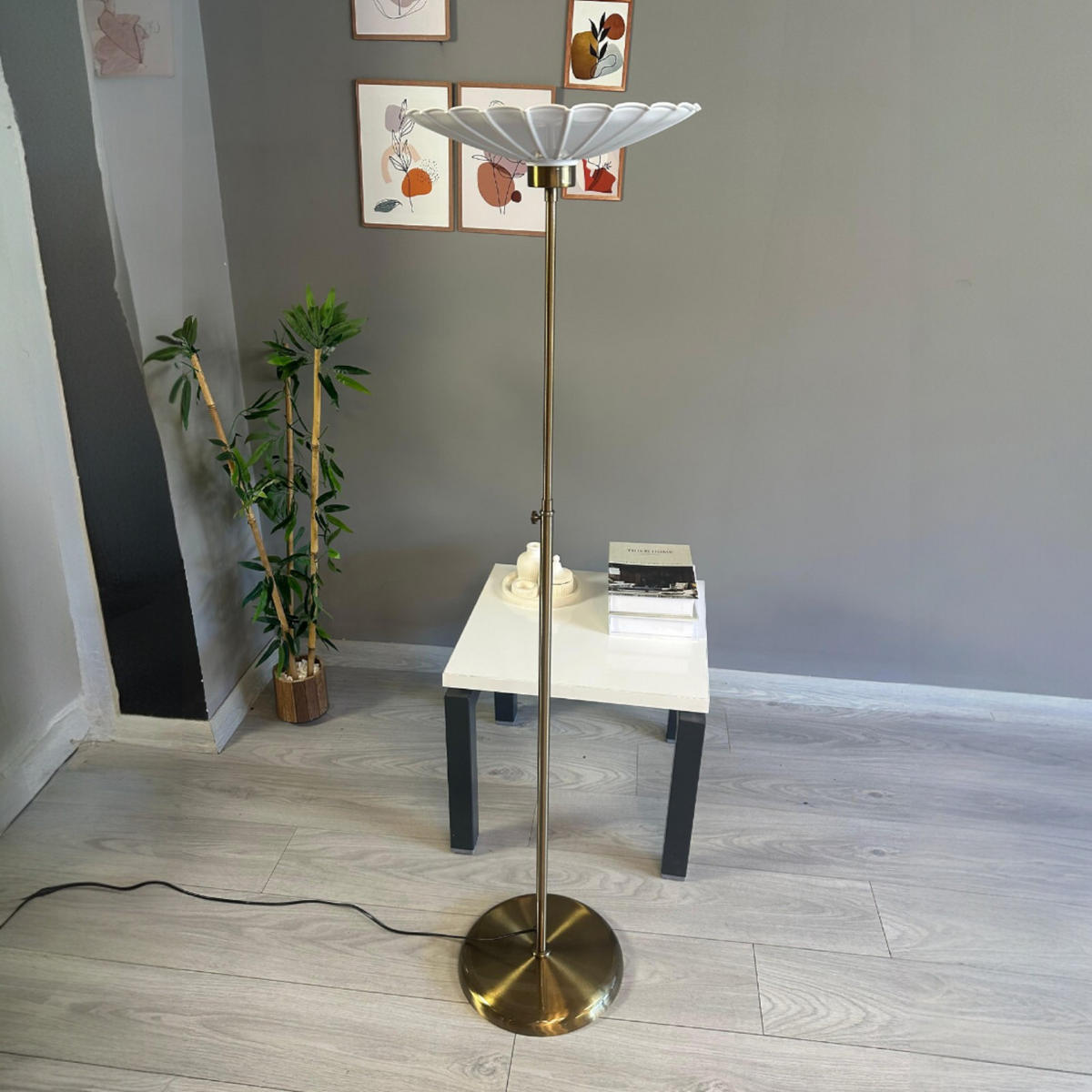 STEHLAMPE Florin 155 Cm - Weiß, Metall (30/30/155cm) - Bamyum