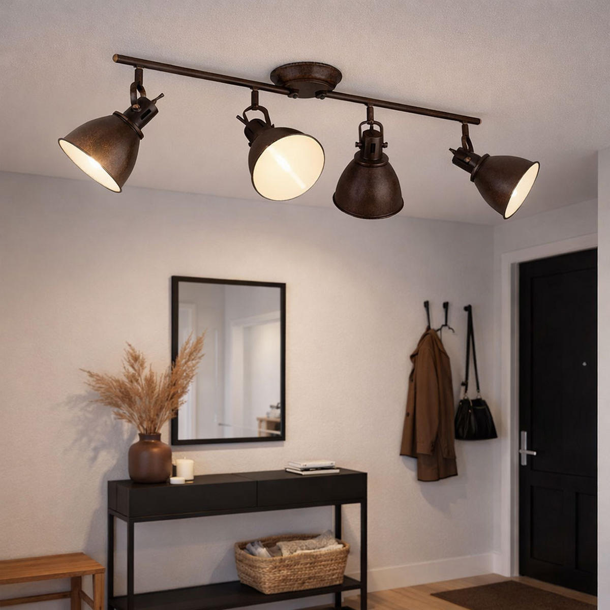 LED DECKENLEUCHTE Metall Rostoptik Braun - Braun, Metall (80/15/20cm) - Globo Lighting