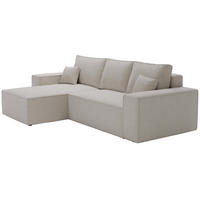 ECKSOFA Bouclé 280 cm Bergamo L mit Bettkasten, Schlaffunktion, Links - Hellgrau - Hellgrau, Holz (277/189cm) - Emporius