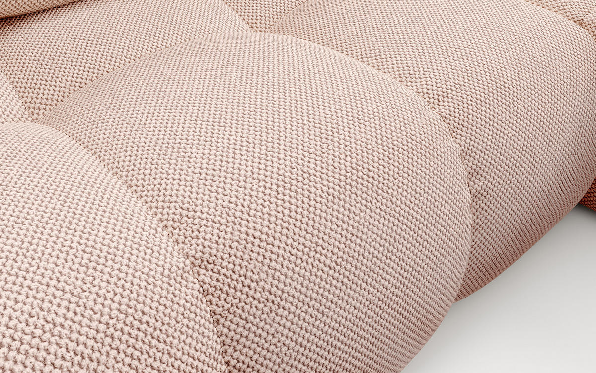 ECKSOFA L Form Hosio Hellcreme-Rosa 286/177/88 cm Rechts mit Schlaffunktion - Pink/Schwarz, Kunststoff/Textil (286/177cm) - AX Living