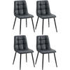 STUHL 4er Set Lederlook schwarz - Schwarz, Textil/Metall (45/84/55cm) - CLP